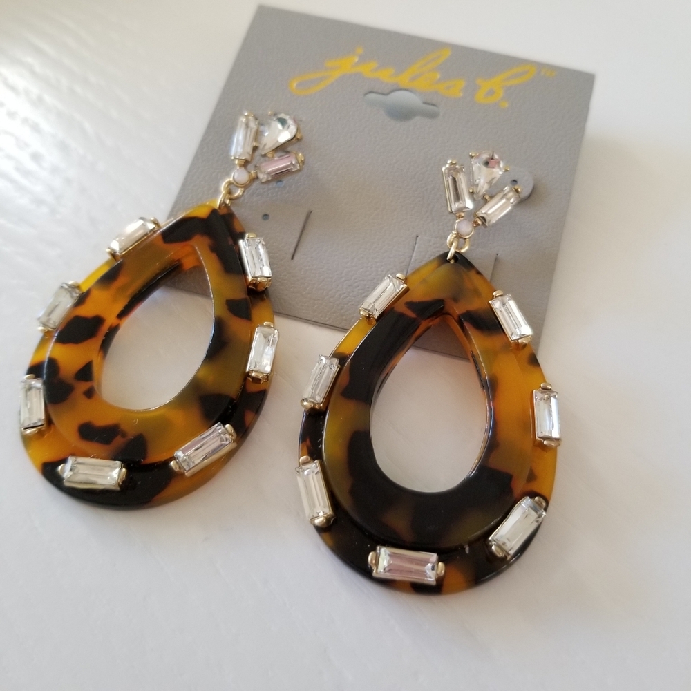 Jules B Acrylic Animal Print Earrings New